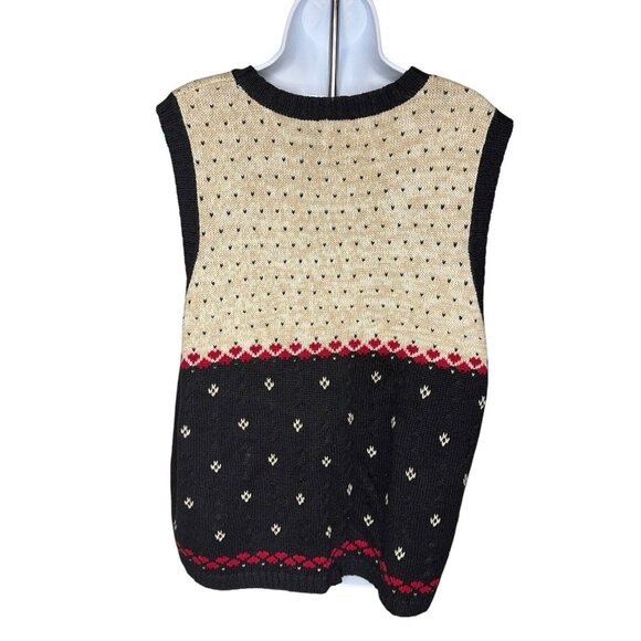 Quacker Factory Winter Themed Sweater Vest Holiday Mittens Holly Jingle Bells Lg - Picture 5 of 10